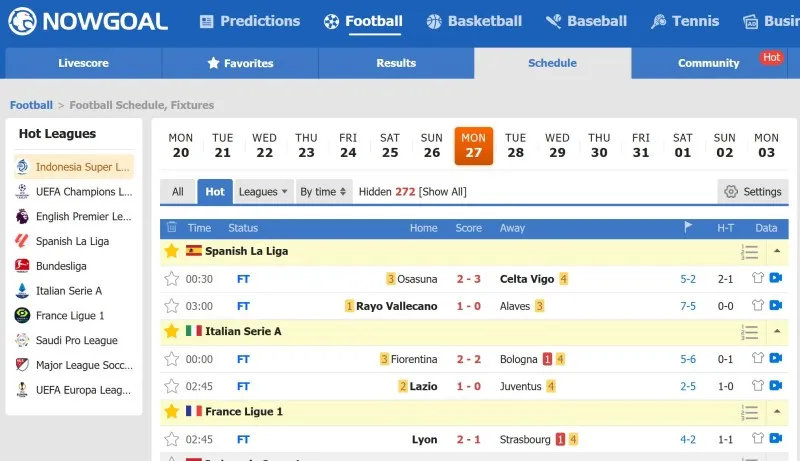 Lịch Thi Đấu Bóng Đá Tại Nowgoal cho Hôm Nay, Ngày Mai Lịch Thi Đấu Bóng Đá Tại Nowgoal cho Hôm Nay, Ngày Mai